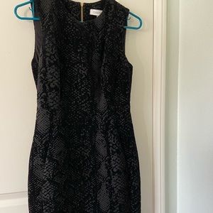 Calvin Klein All black velvet snake print dress